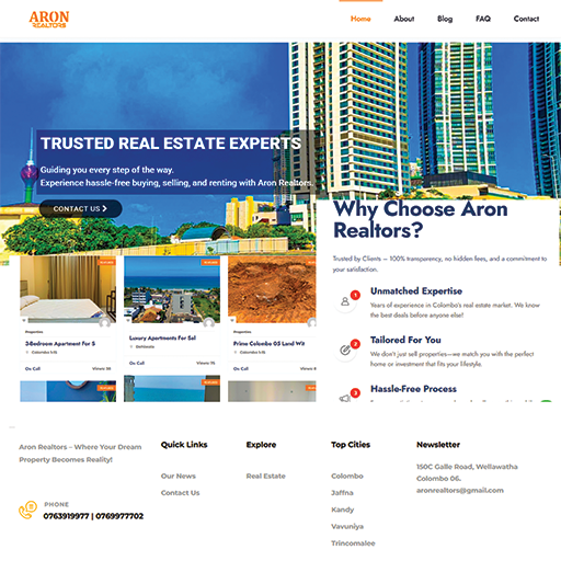 "Aron Realtors Sri Lanka - Premier real estate services for buying, selling, and leasing properties." "Expert guidance from experienced professionals at Aron Realtors, McDonough, Sri Lanka." "Find your dream home with Aron Realtors Sri Lanka’s personalized real estate solutions."